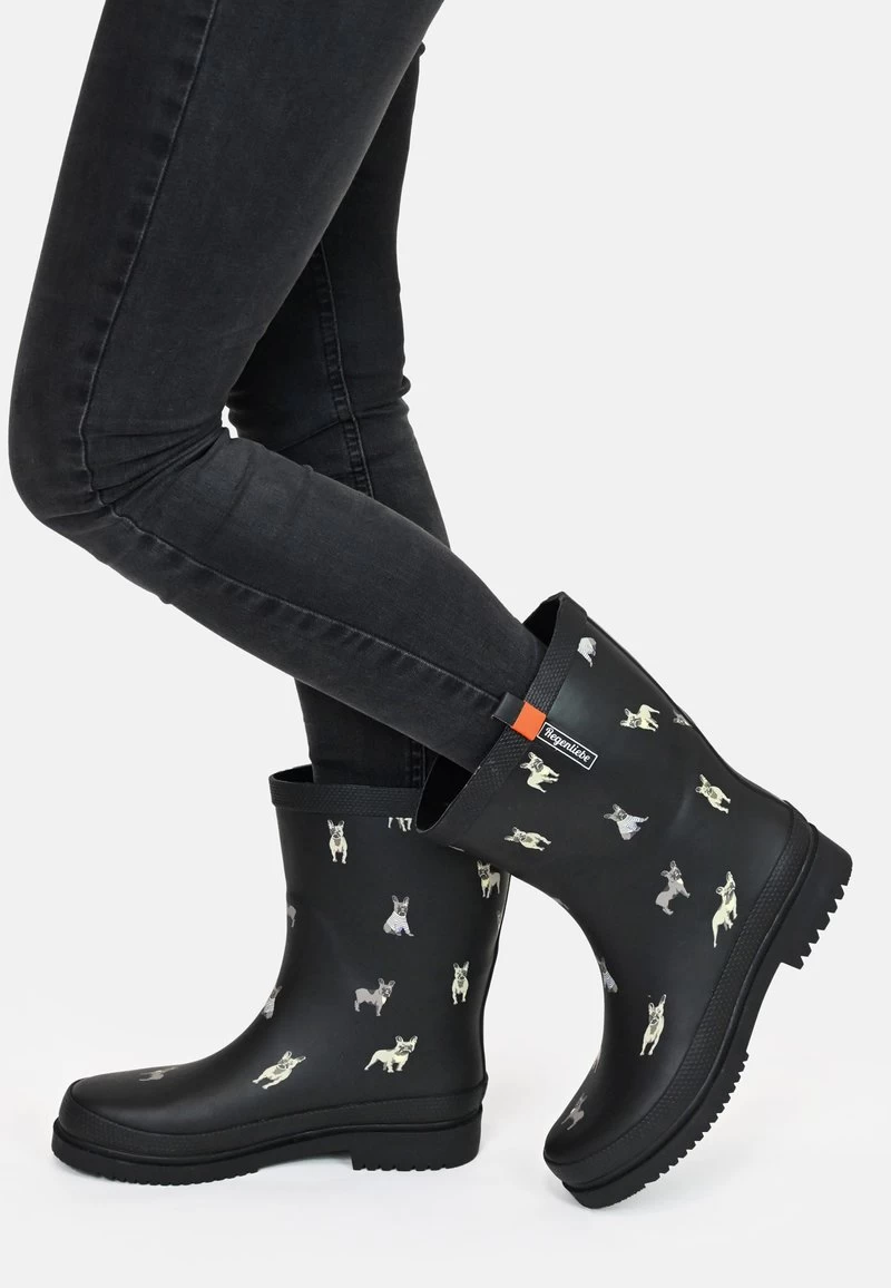 WALDI MOPS - HALBSCHAFT GUMMISTIEFEL - Gummistiefel - Schwarz Mit Mops 3 WALDI MOPS - HALBSCHAFT GUMMISTIEFEL - Gummistiefel - Schwarz Mit Mops