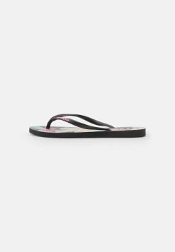 Havaianas SLIM FLORAL - Bade-Zehentrenner - Black/pink -Modeschuhe 16581a1e9a8043efb3d25b7526e08cf7