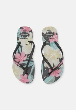 Havaianas SLIM FLORAL - Bade-Zehentrenner - Black/pink -Modeschuhe 1d4b24d6a4c2475b90f00e63299bb3f5