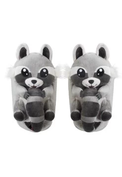 PLÜSCH-TIER-PANTOFFELN - Hausschuh - Lina Der Waschbär Grau Weiß -Modeschuhe 3ec9c715e7654fd4907acc1e578cf1c7