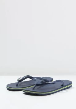 Havaianas BRASIL LOGO - Bade-Zehentrenner - Navy Blue -Modeschuhe 45cbff4d964b42de85b1107c62a47e71