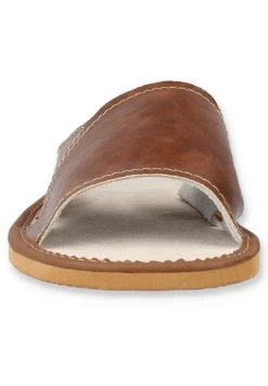 POTENZA - Pantolette Flach - Braun -Modeschuhe 8c0fd8d95bb64f8692eb66b6e4443ee6