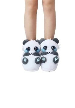 PLÜSCH-TIER-PANTOFFELN - Hausschuh - Mei Der Panda Blau Weiß