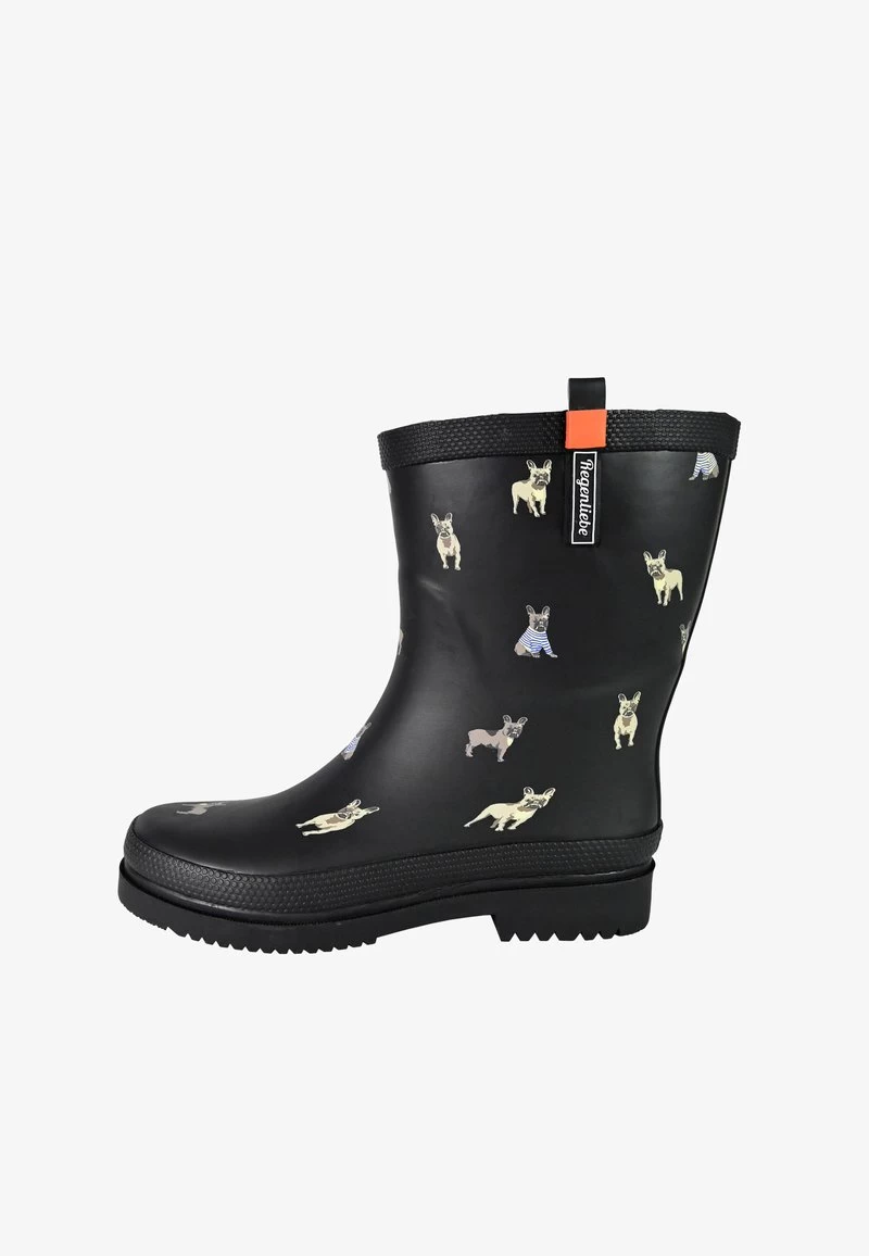 WALDI MOPS - HALBSCHAFT GUMMISTIEFEL - Gummistiefel - Schwarz Mit Mops 4 WALDI MOPS - HALBSCHAFT GUMMISTIEFEL - Gummistiefel - Schwarz Mit Mops – Bild 2