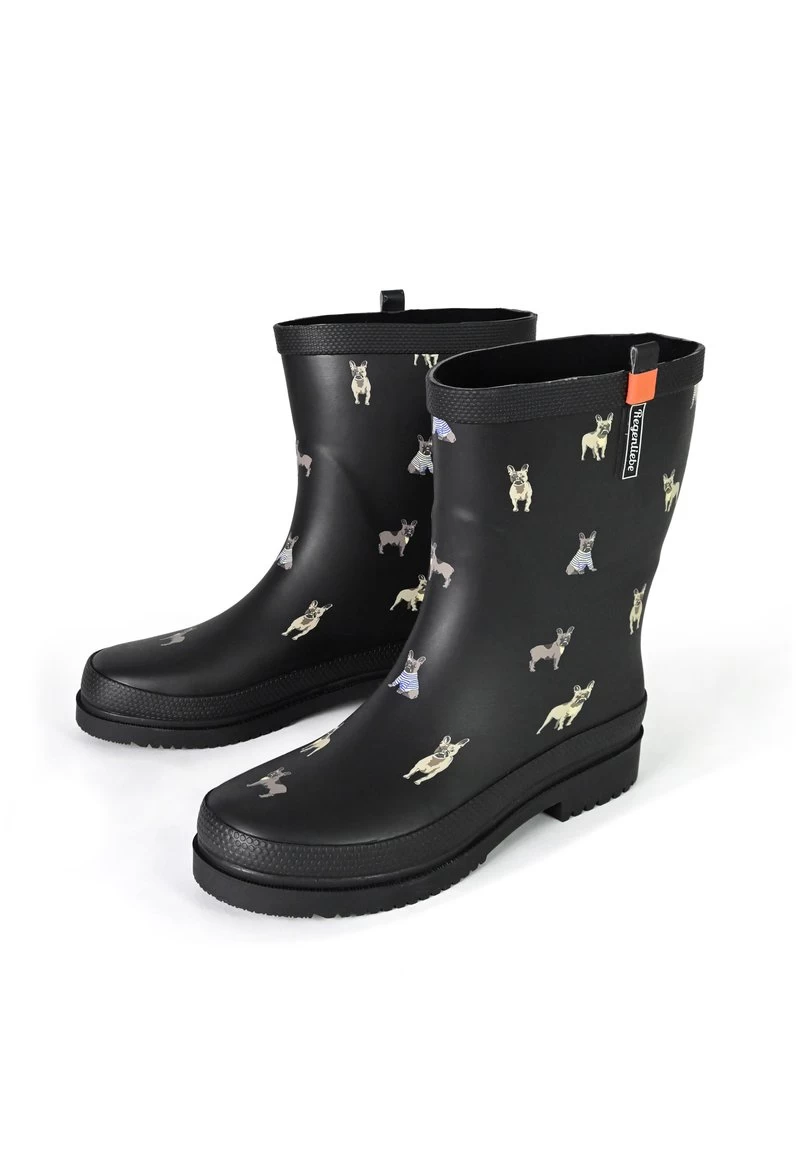 WALDI MOPS - HALBSCHAFT GUMMISTIEFEL - Gummistiefel - Schwarz Mit Mops 5 WALDI MOPS - HALBSCHAFT GUMMISTIEFEL - Gummistiefel - Schwarz Mit Mops – Bild 3